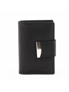 Дамски портфейл Franko от естествена кожа - цвят черен