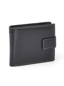 Мъжки портфейл 208 от естествена кожа - цвят черен
