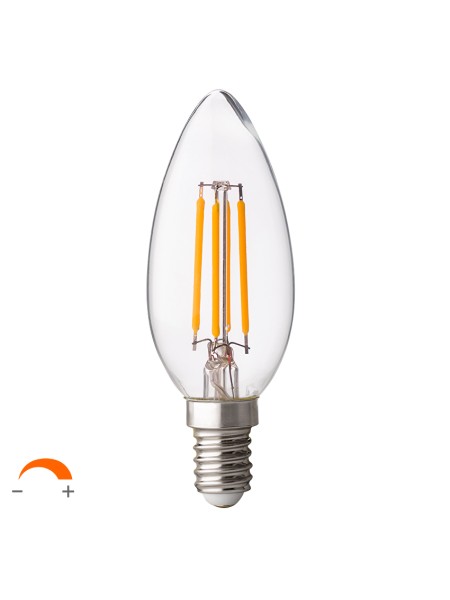 LED FILAMENT ЛАМПА КОНУС, ДИМИРАЩА, 4W, E14, 2700K, 220-240V AC, ТОПЛА СВЕТЛИНА