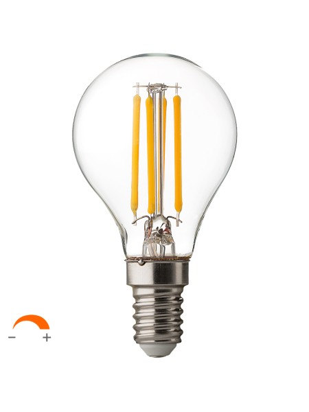 LED FILAMENT ЛАМПА ТОПКА, ДИМИРАЩА, 4W, E14, 4200K, 220-240V AC, НЕУТРАЛНА СВЕТЛИНА