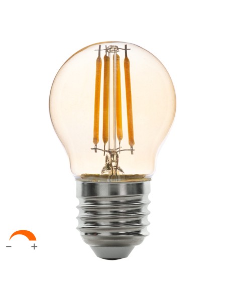 LED FILAMENT ЛАМПА ТОПКА, ДИМИРАЩА, 4W, E27, 2500K, 220-240V AC, АМБЪР - 