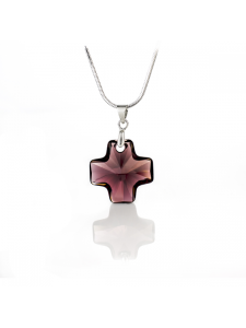 Колие Multicolour cross с кристал 20мм в тъмно червен цвят