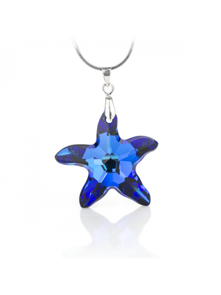 Колие Starfish с бляскав кристал 28мм. в тъмно син цвят