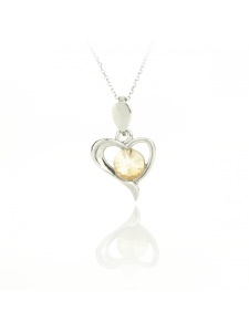 Сребърно колие Shining heart с бляскав кристал в златист цвят