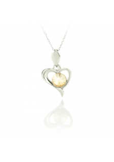 Сребърно колие Shining heart с бляскав кристал в златист цвят Сребърно колие Shining heart с бляскав кристал в златист цвят