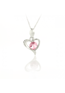 Сребърно колие Shining heart с бляскав кристал в розов цвят Сребърно колие Shining heart с бляскав кристал в розов цвят