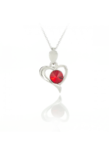 Сребърно колие Shining heart с бляскав кристал в огнено червен цвят Сребърно колие Shining heart с бляскав кристал в огнено червен цвят