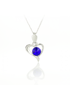 Сребърно колие Shining heart с бляскав кристал в кралско син цвят Сребърно колие Shining heart с бляскав кристал в кралско син цвят