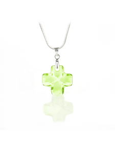 Колие Multicolour cross с кристал 20мм в светло зелен цвят