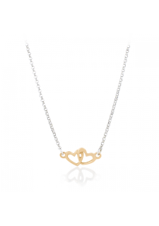 Нежно сребърно колие Double hearts с Rose gold позлата Нежно сребърно колие Double hearts с Rose gold позлата